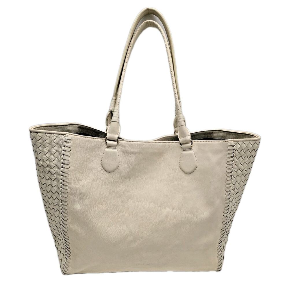 Cole Haan Dillan Leather Tote Shoulder Bag Hobo Purse Cream